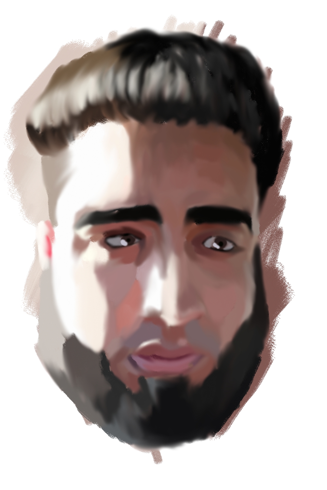 This is a self-portrait I did when I was experimenting with an oily digital brush. I really like how it came out - I was terrified of ruining all my careful color placement when I started using a blending brush.