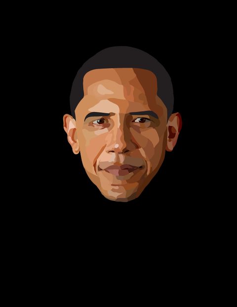Low-poly portrait of Barack Obama's face on a black background
