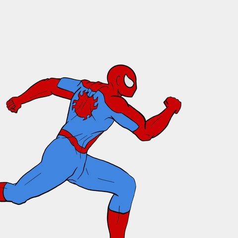 Animated loop of Spider-Man sprinting in a full run