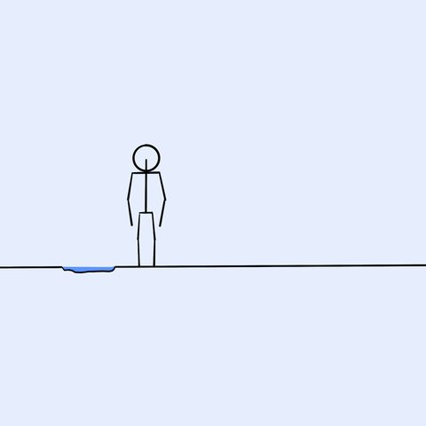Animated stick figure bending a stream of water