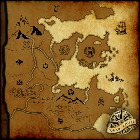 Hand-drawn map of Agdaron, the homebrew world my D&D group plays in