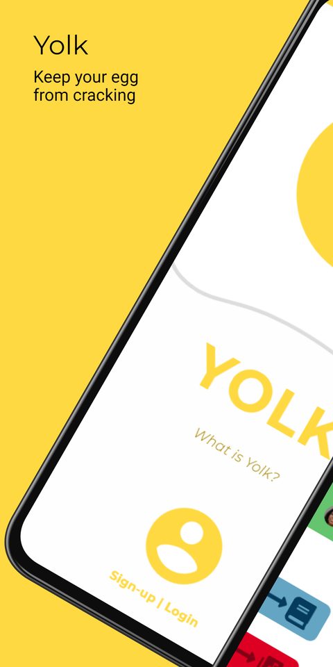 Phone mockup of the Yolk home screen: the colour wheel of emotions with a segment selected