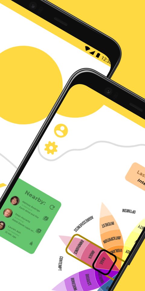 Phone mockup of Yolk's journal screen with a mood entry and the day's notes